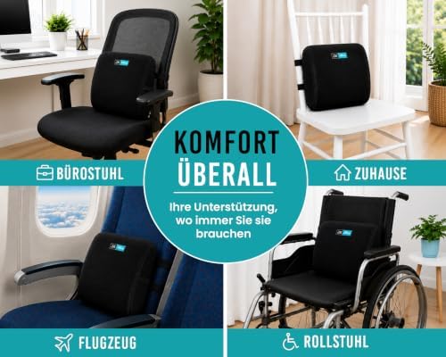 Rückenkissen – Ergonomische Lordosenstütze aus Memory Foam – Für mehr Sitzkomfort zuhause &amp; im Büro