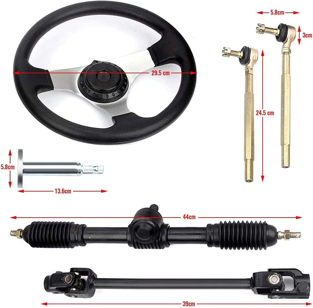 Go-Kart 300mm Lenkrad Lenkwelle Spurstangen Set Bootslenkrad Steuerrad Rack Kit Mit Zahnstange Ritze