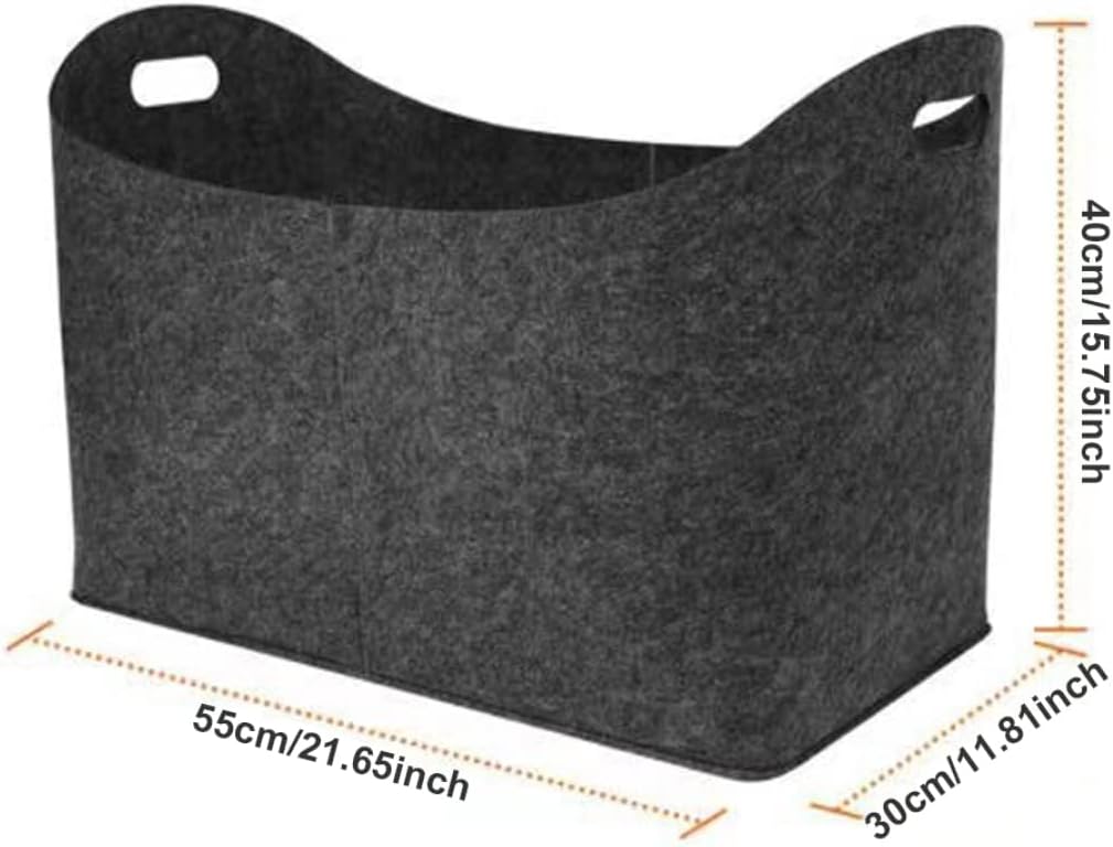 Brennholzkorb, robuster Holzspeicher mit Griffen - Filzbeutel Brennholzkorb mit Griffen Filzprotokol