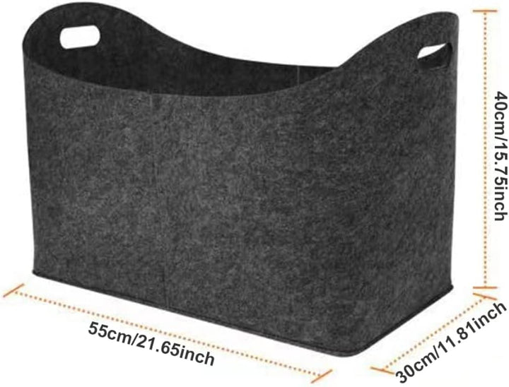 Brennholzkorb, robuster Holzspeicher mit Griffen - Filzbeutel Brennholzkorb mit Griffen Filzprotokol