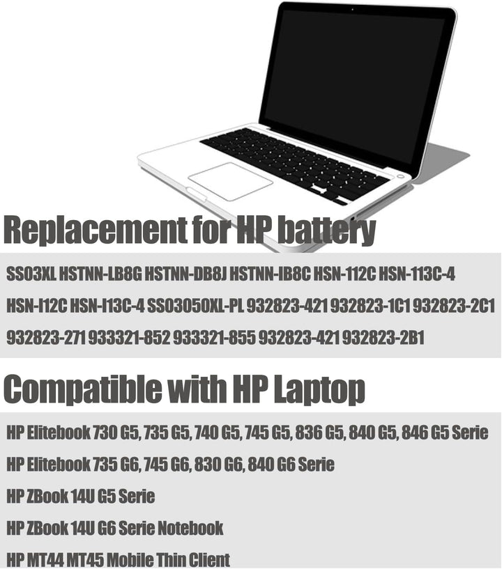 FengWings® SS03XL 933321-855 HSTNN-LB8G Akku 11.4V 47Wh, Eratz für Hp EliteBook 730 735 740 745 755