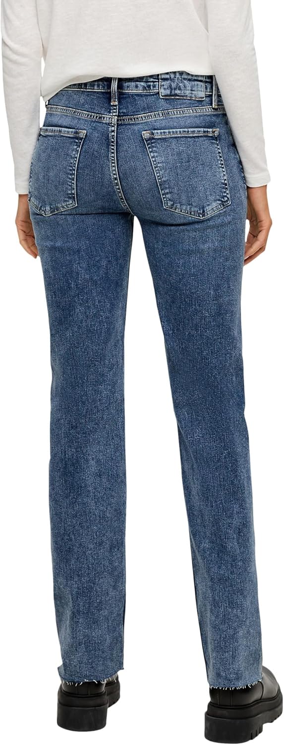 s.Oliver Damen 2120779 Jeans Karolin Straight Fit, Blau, 32W / 34L EU