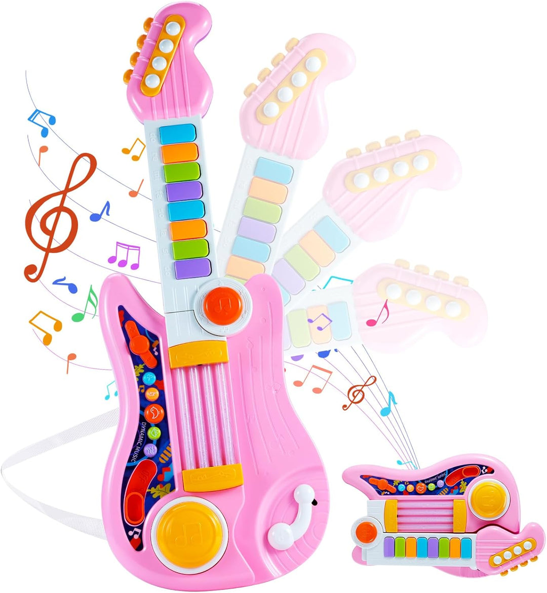 Herenear Gitarre Kinder Spielzeug, 2 IN 1 Kinder Gitarrenspielzeug & Klavier Spielzeug, Kindergitarr