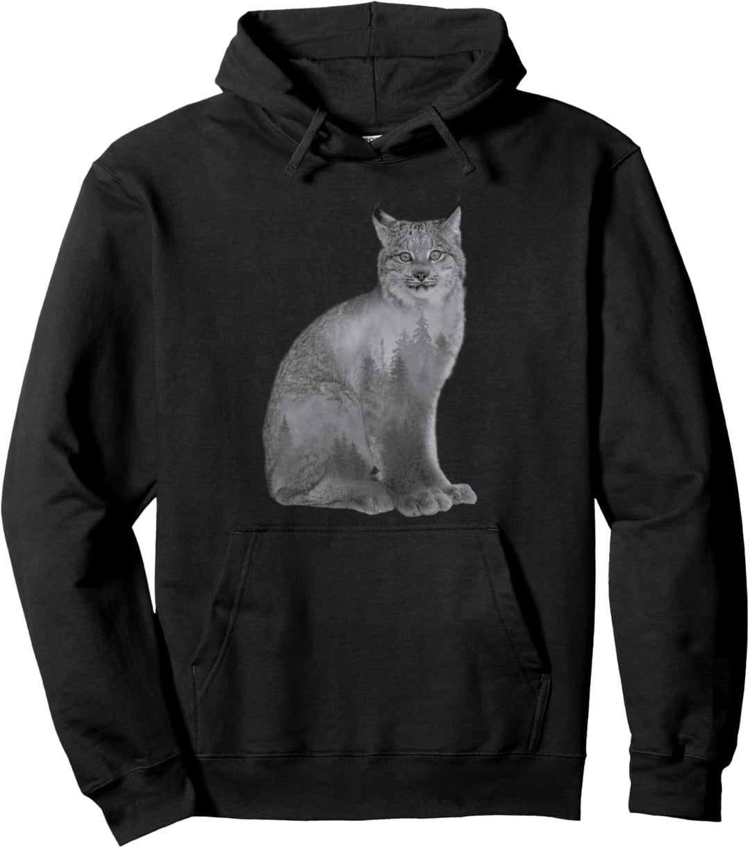 Luchs Silhouette Luchse Rotluchs Wald Natur Designs Pullover Hoodie
