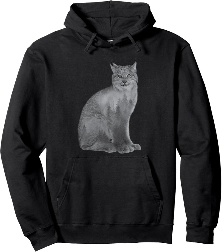 Luchs Silhouette Luchse Rotluchs Wald Natur Designs Pullover Hoodie