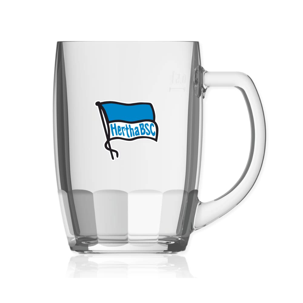 Hertha BSC Berlin Bierglas Fahne 0,5 l Bierseidel Logo Glas Bierhumpen Bierkrug - Plus Lesezeichen I