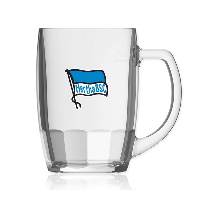 Hertha BSC Berlin Bierglas Fahne 0,5 l Bierseidel Logo Glas Bierhumpen Bierkrug - Plus Lesezeichen I