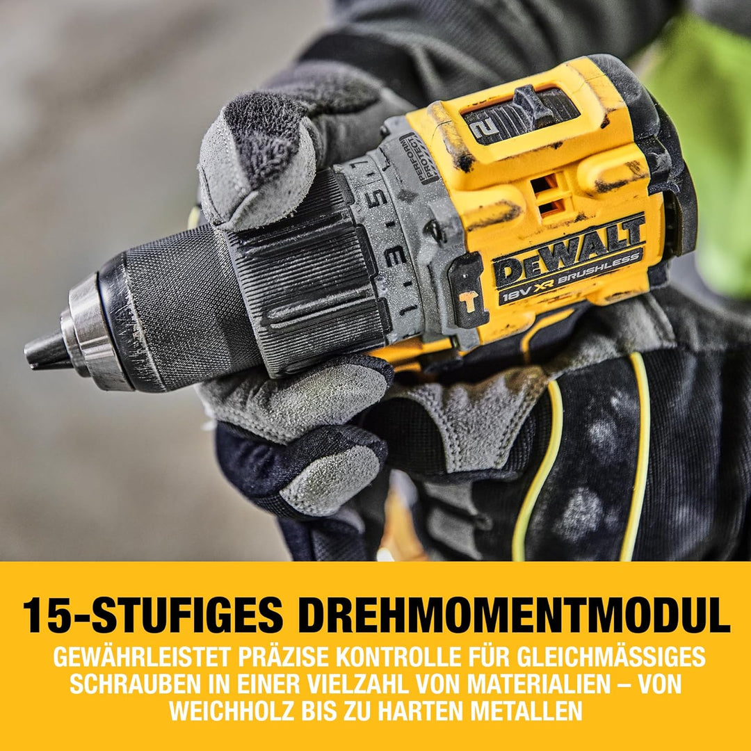 Dewalt 18V Akku-Schlagbohrschrauber DCD805NT (bürstenloser Motor, 2-Gang-Vollmetallgetriebe, mit LED