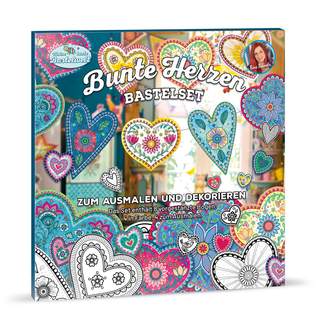 Bine Brändle - Bunte Herzen Bastel-Set - zum Ausmalen und Dekorieren