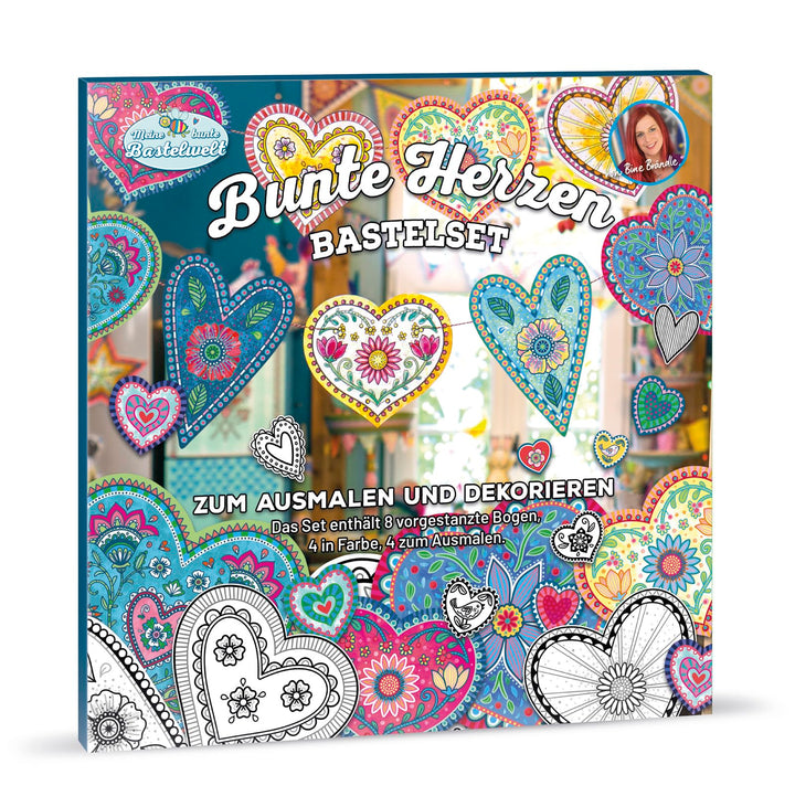 Bine Brändle - Bunte Herzen Bastel-Set - zum Ausmalen und Dekorieren