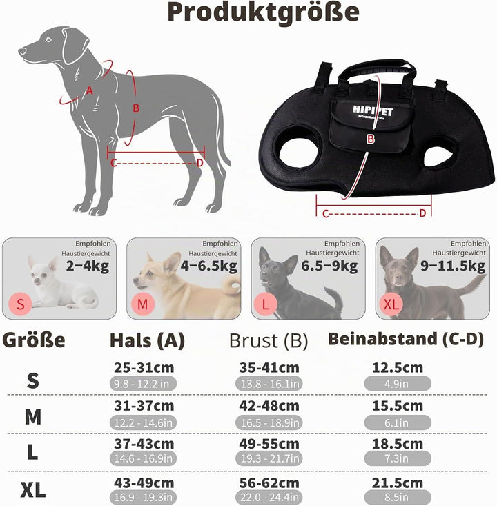 PETCUTE 4 in 1 Hundetragetasche,Hebegeschirr für grosse Hunde,Atmungsaktiv Haustier Umhängetasche Tr