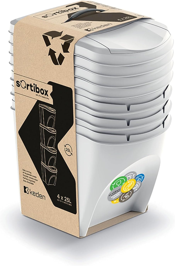 Prosperplast SORTIBOX 4 x 25L Abfallbehälter - Ashen