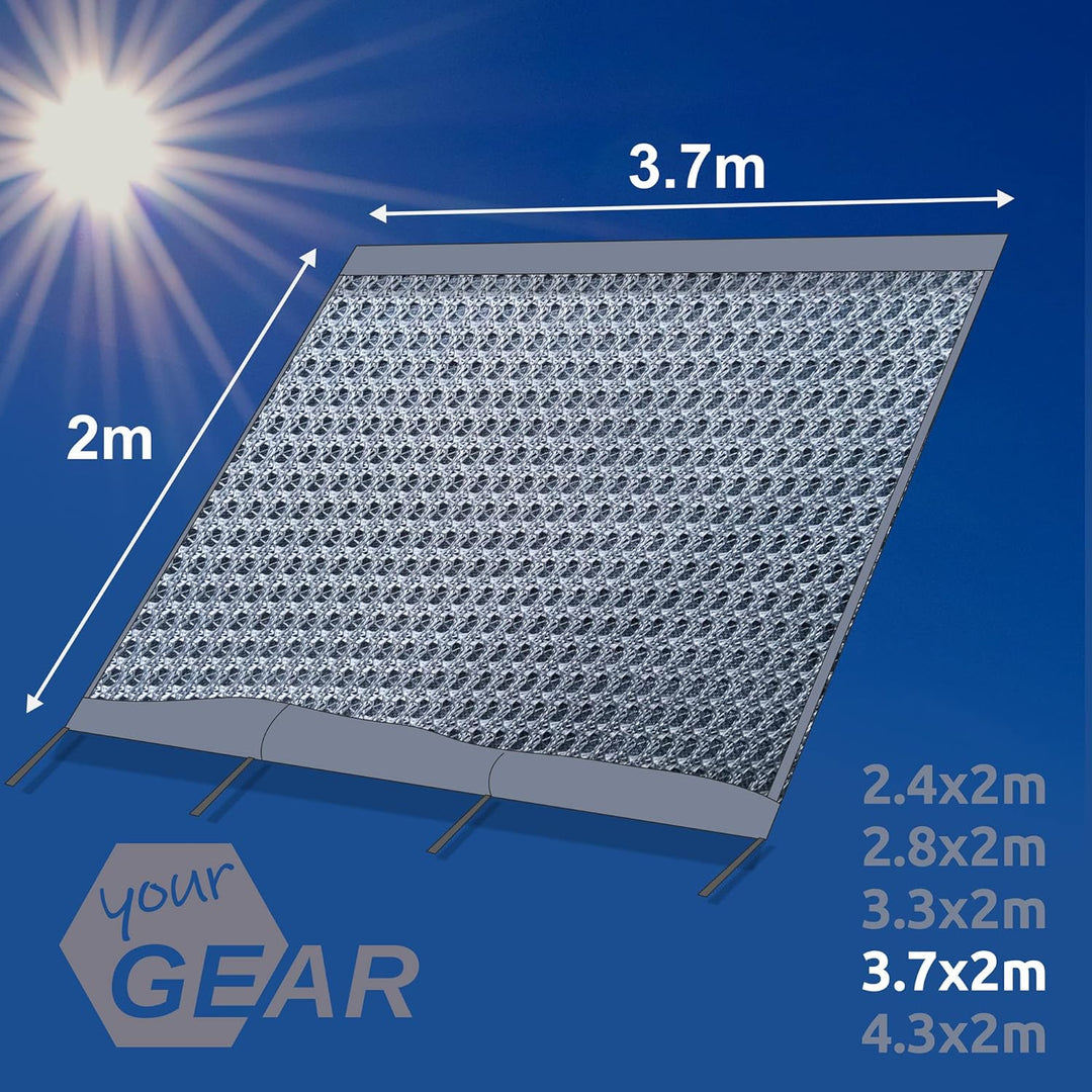 yourGEAR Sun + Rain Blocker 3,7 x 2 m - Vorderwand für Markise schützt vor Sonne, Wind und Regen