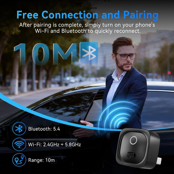 Carplay Wireless Adapter, Upgrade Android Auto&amp;Carplay Wireless Adapter | USB A/C, Plug &amp; Play, Stab