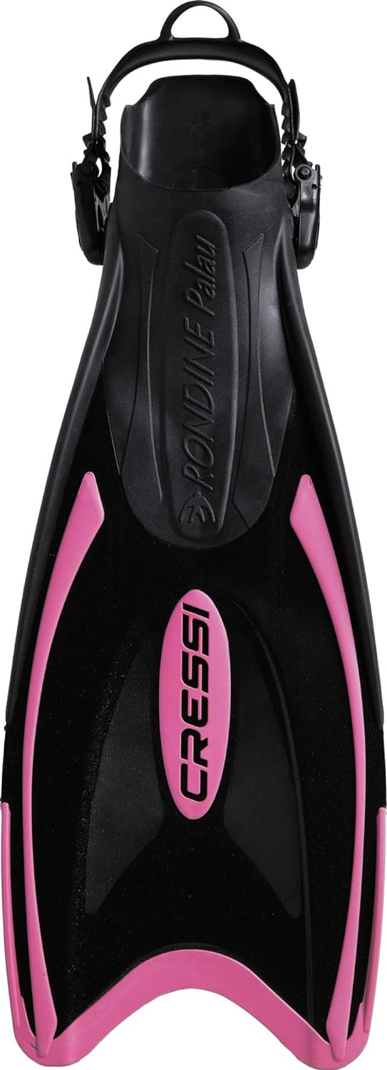 Cressi Palau Saf Fins Einstellbare Kurze Flossen zum Schwimmen und Schnorcheln Schwarz/Rosa Lange Fl