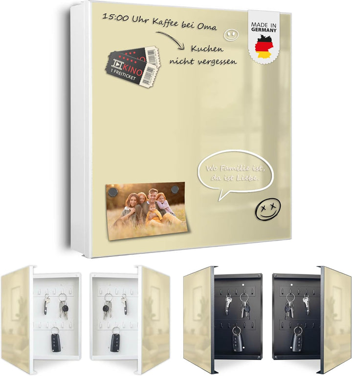 banjado Grosser Schlüsselkasten Metall - Schlüsselbox 30x30cm mit 32 Haken - Schlüsselkasten modern