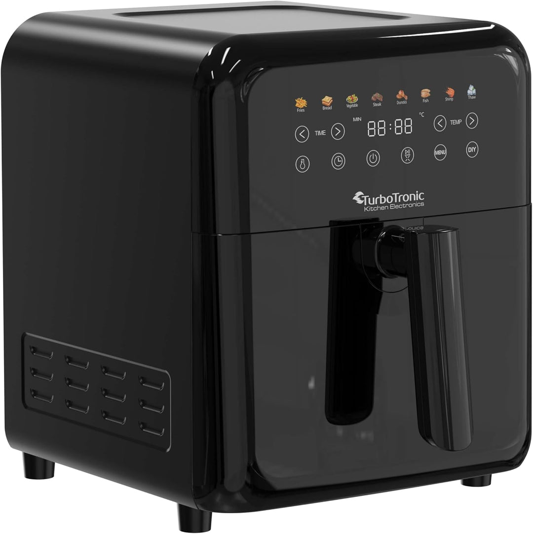 TurboTronic Heissluftfritteuse XXL 6 Liter, 1600W, 8 Programme, Timer, Airfryer Heissluftfritteuse D