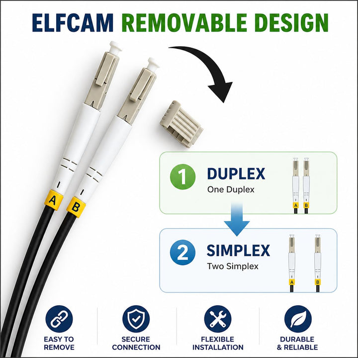 Elfcam® - 70m Gepanzerte Glasfaser-kabel LC/UPC auf LC/UPC OS2 Duplex Singlemode 9/125µm LSZH, LWL-K