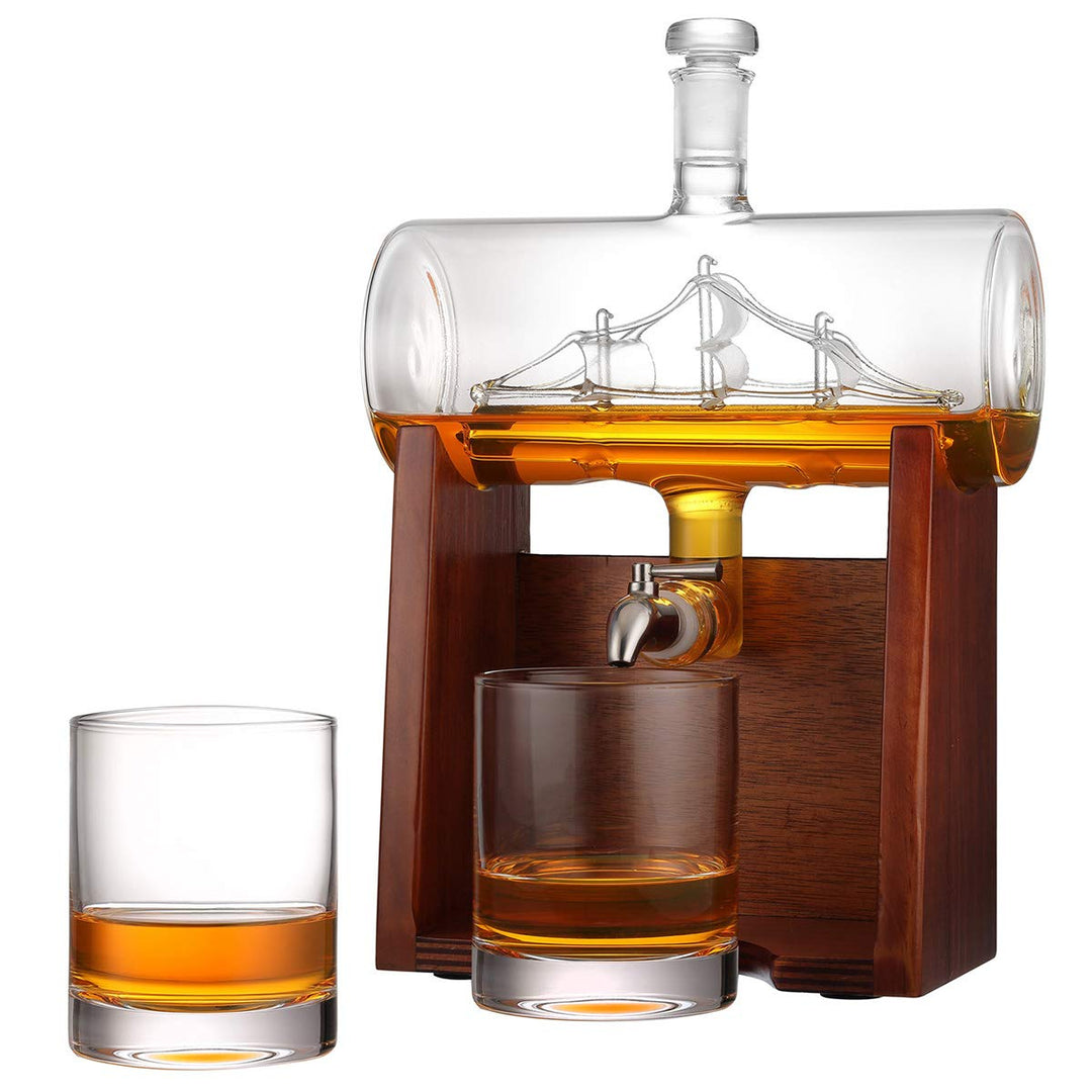 polar-effekt Whisky-Dekanter mit 2 Whiskygläser 320ml, Whiskey-Karaffe 1000ml Bleifreie Whisky Set m