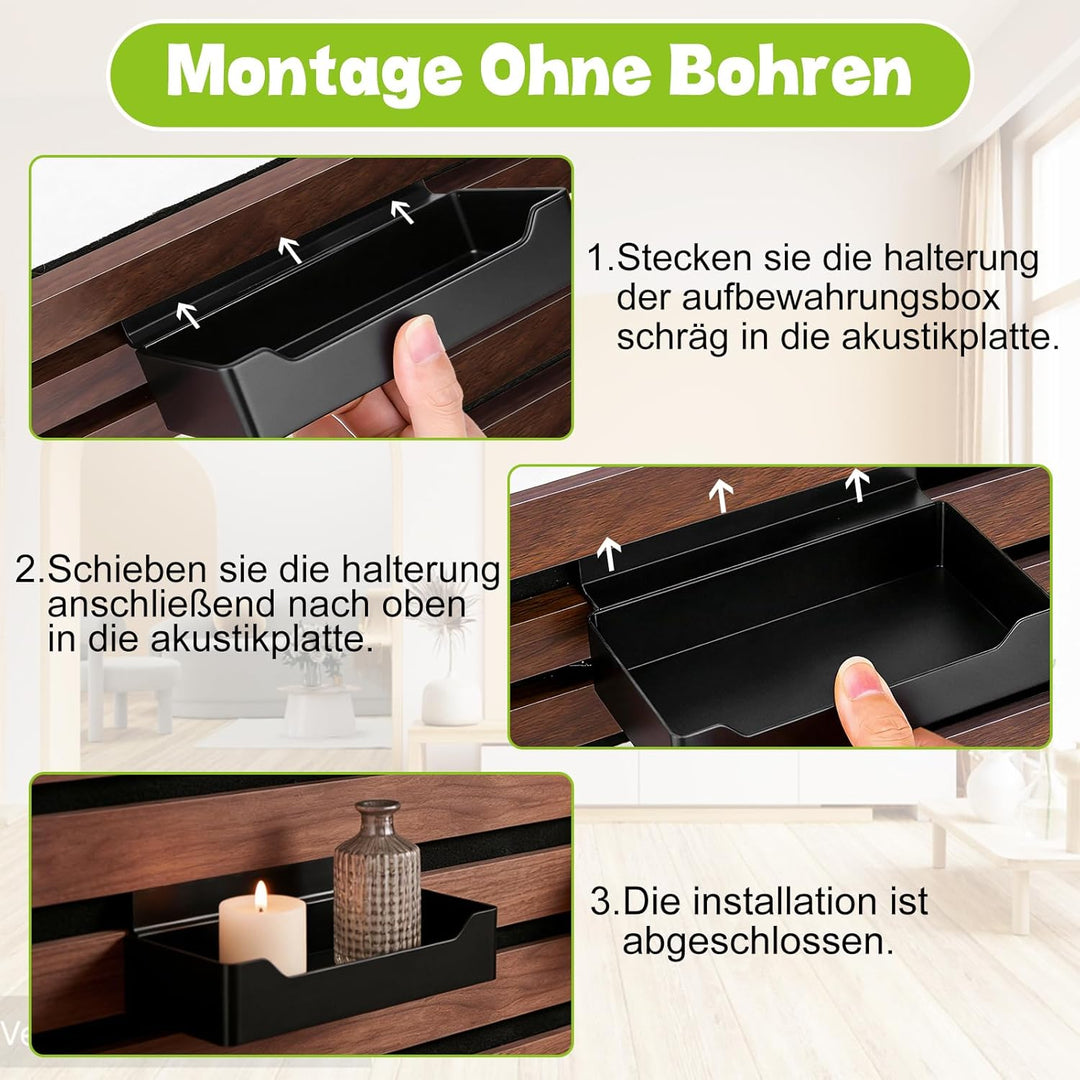 Hysagtek Regal für Akustikpaneel - 2 Stück Zubehör Akustikpaneele Ohne Bohren, Schwarze Schweberegal