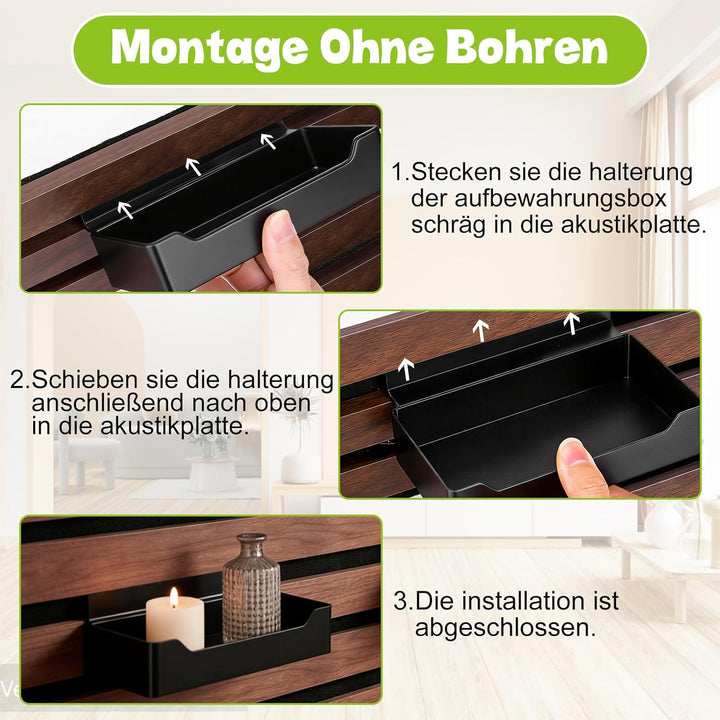 Hysagtek Regal für Akustikpaneel - 2 Stück Zubehör Akustikpaneele Ohne Bohren, Schwarze Schweberegal