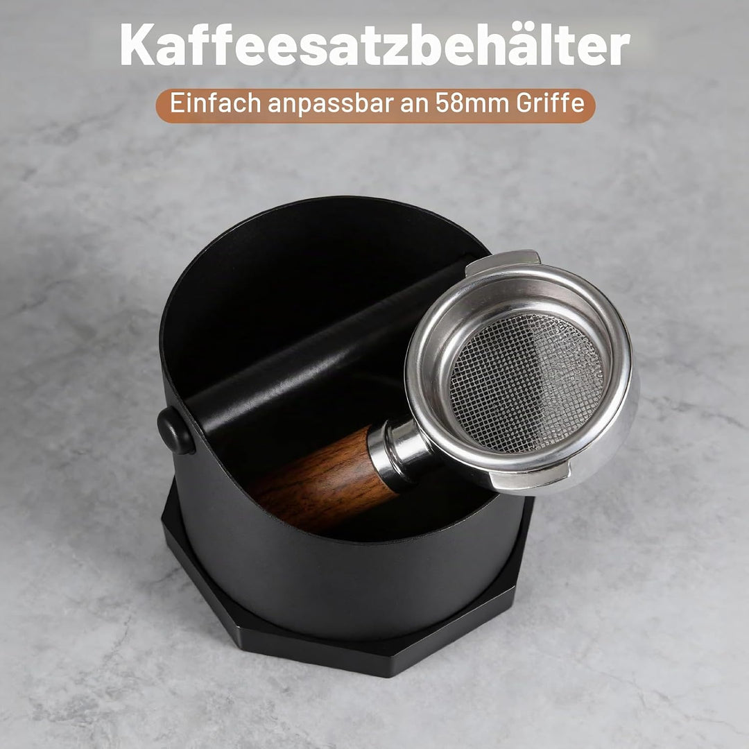 Abklopfbehälter für Siebträger Espresso, 1.6L Edelstahl Kaffee Knock Box mit Abnehmbarer Knock Bar &amp;