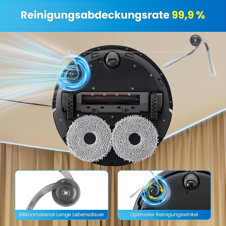Zubehör für Roborock QV 35A / QV 35S Saugroboter, Ersatzteil mit 4 Staubbeutel 4 Seitenbürsten 4 Fil