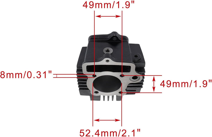WOOSTAR 52,4 mm Big Bore Zylinder und Kopf 66mm Ventile mit Kolbenring Ersatz für 4-Takt 110ccm Chin