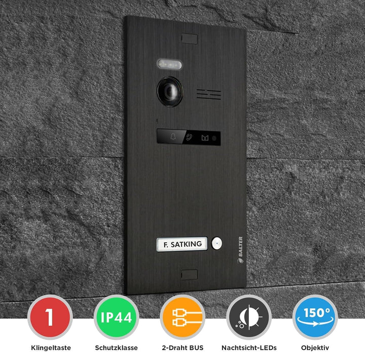 Nonic BALTER EVO Black Video-Türsprechanlage WLAN 1 Familienhaus (1x Türstation mit Kamera, 1x Touch