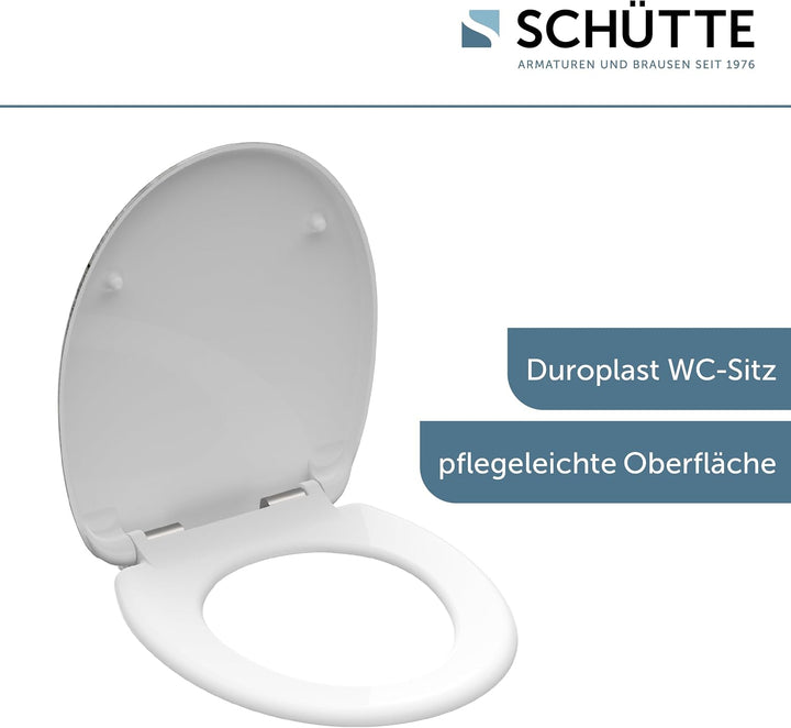 SCHÜTTE WC-Sitz LEUCHTTURM mit Absenkautomatik aus Duroplast, hochwertiger Toilettendeckel mit 175kg