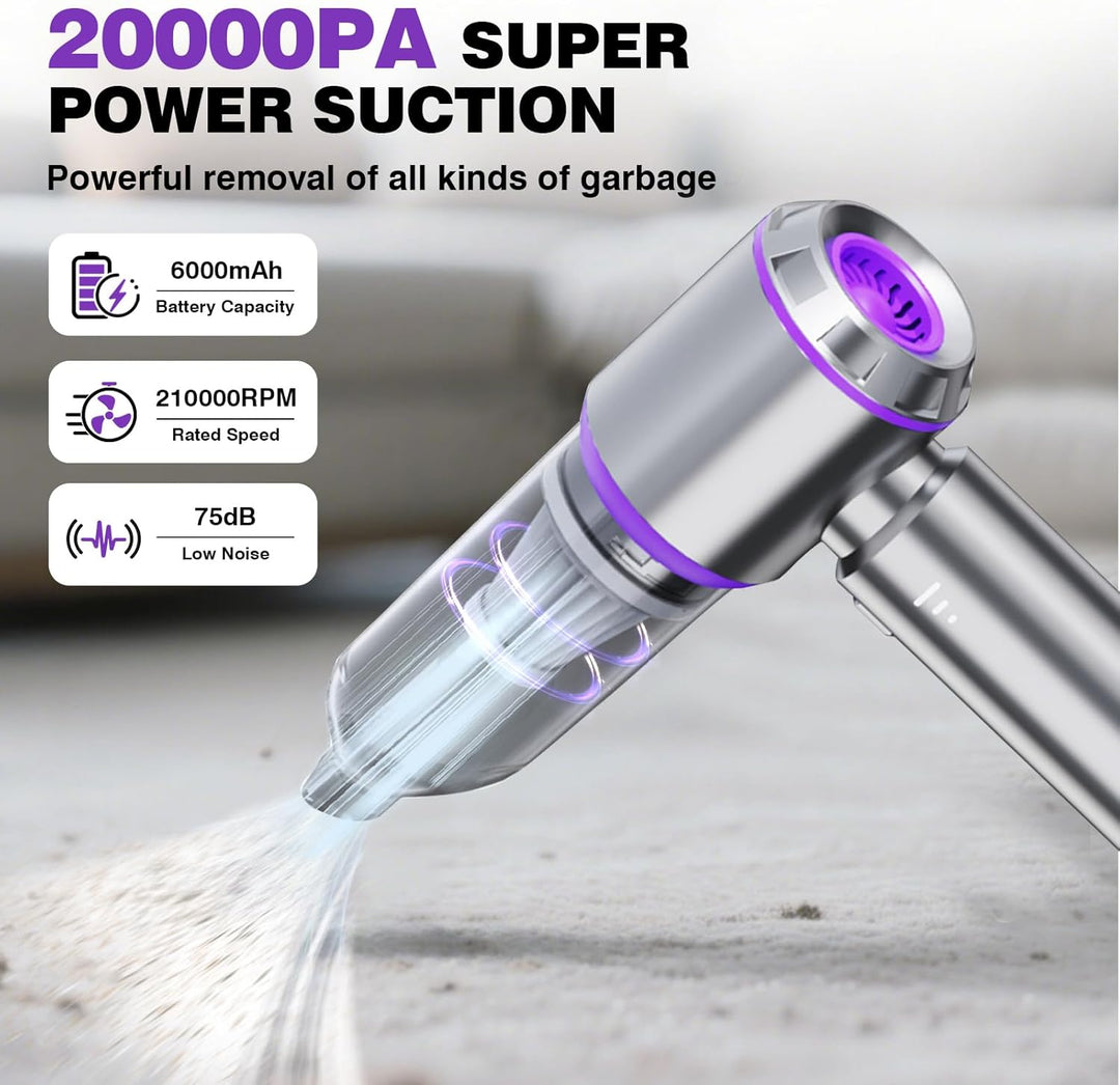 Handstaubsauger Akku,4-in-1 20000PA Handstaubsauger eingebaut 6000mAh Akku mit bürstenlosem Motor Lu