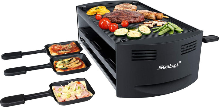 Steba Pizza-Raclette RC 6 Bake & Grill | 2 getrennt schaltbare Heizspiralen | inkl. Pizza Funktion m