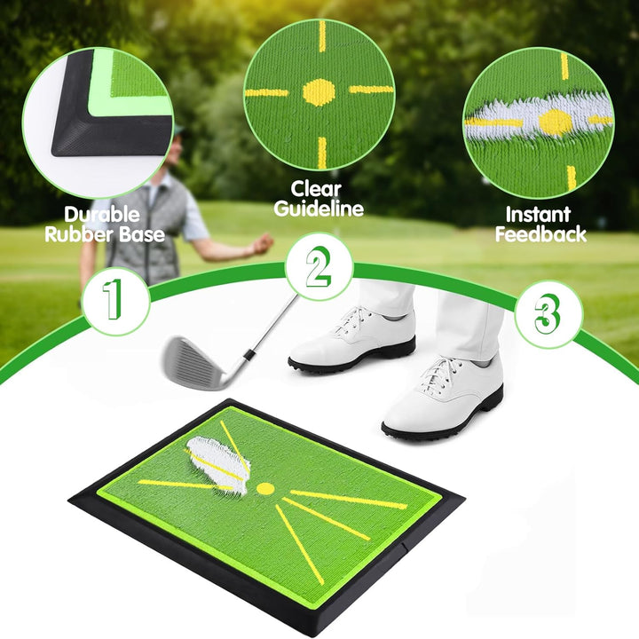 Golfmatte mit sofortigem Schwungpfad-Feedback | 43,2 x 30,5 cm Schlagbahn-Analyse Übungsmatte | Robu