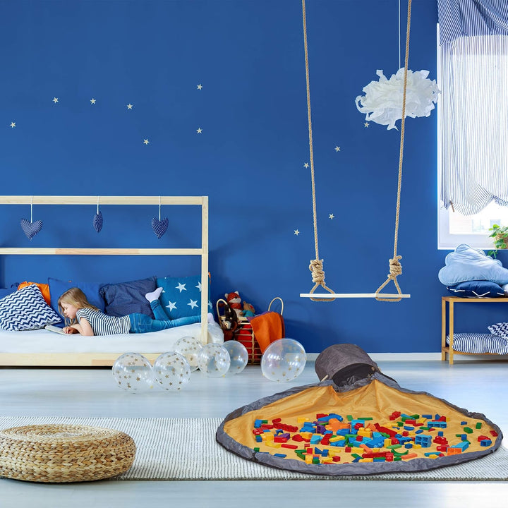 Relaxdays Aufräumsack mit Spieldecke, Spielzeug Aufbewahrung, Kinder, aufgeräumtes Kinderzimmer, HxD