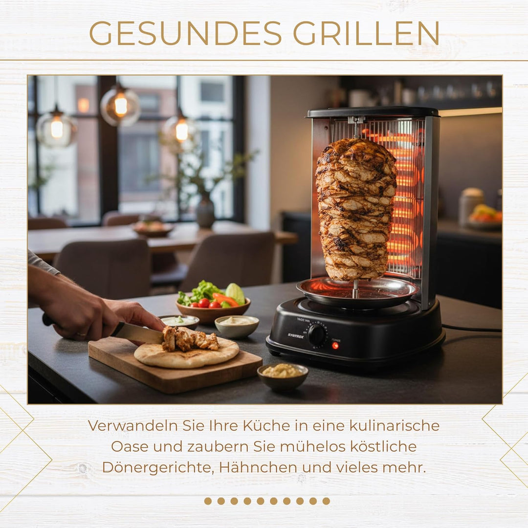 Syntrox Germany Chef Grill RO-2000W-21 L BSS Dönergrill Gyrosgrill Hähnchengrill mit Zubehör, mit Zu