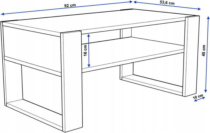 Couchtisch 92×53.6 cm – Wohnzimmertisch aus Holzwerkstoff, Stabiler & moderner Kaffeetisch mit zusät