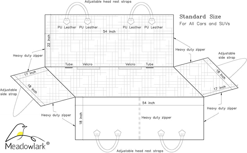 Meadowlark Hundedecke Auto Rückbank mit Seitenschutz, Schwerlast Wasserabweisende Kratzfeste Autodec