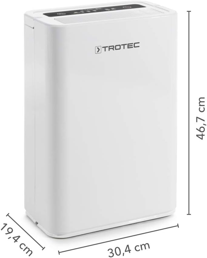 TROTEC Luftentfeuchter elektrisch TTK 52 E – Leistung 16 L/Tag – Fläche 31 m² / 78 m³ – mit Autoabsc