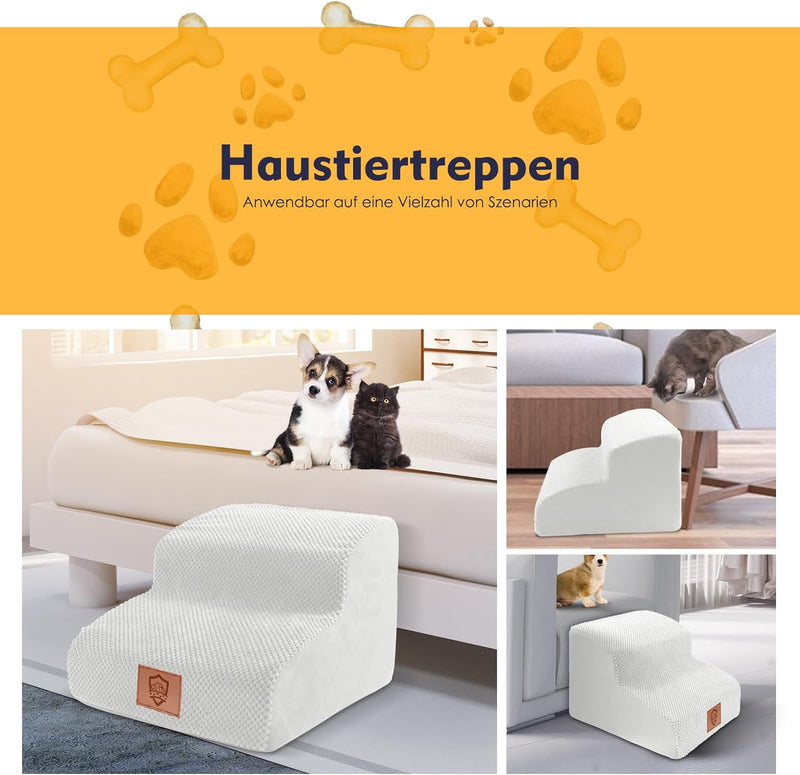 Myiosus Hundetreppe für Kleine Hunde, 2 Stufen Hunderampe für Sofa Bett, 30cm Hoch Wasserfest Hausti