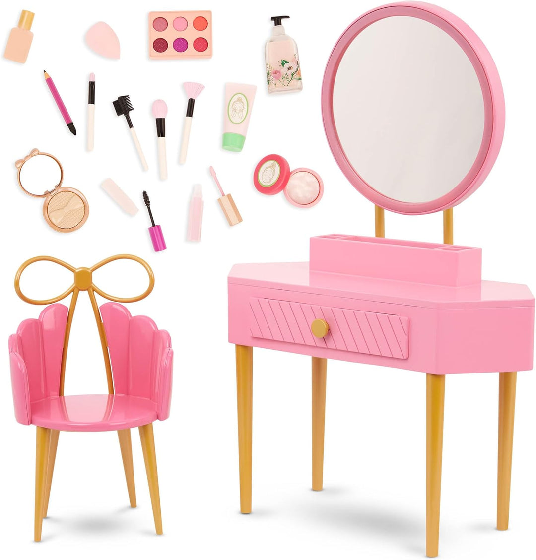 Our Generation - Fabulous Fun Vanity Set - Pinker Schminktisch & Stuhl Set - Spiel - Make-up & Spieg