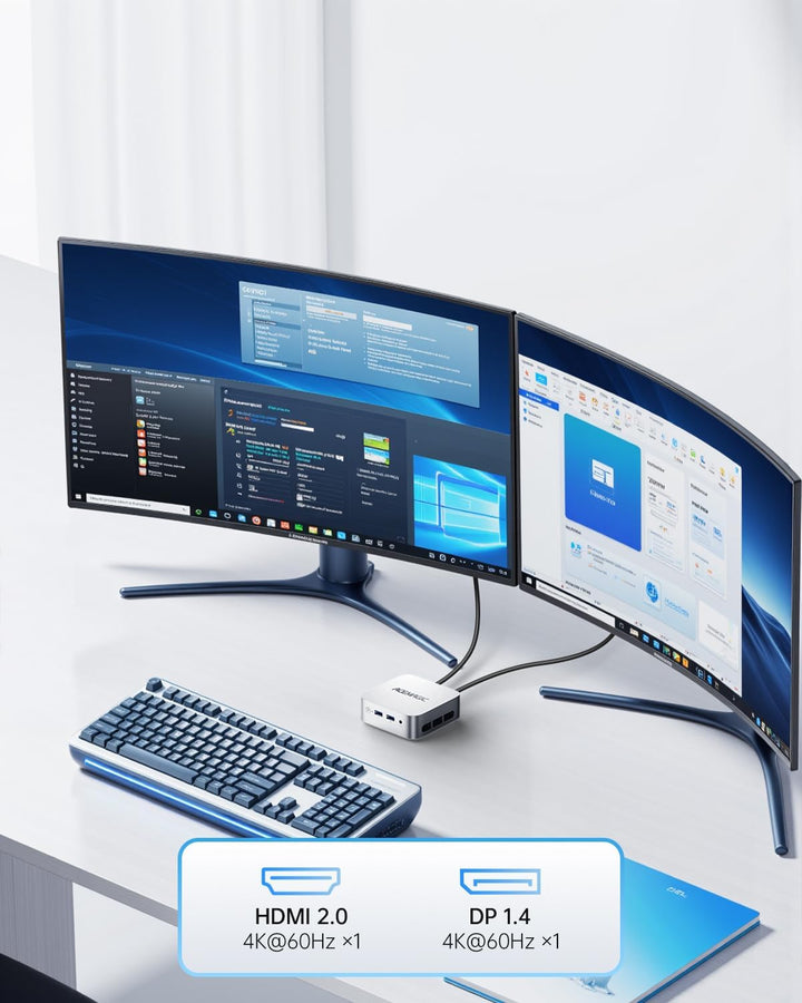ACEMAGICIAN T8Plus Mini PC,12th Gen Ιntel Alder Lake N100 Mini PC (bis zu 3,40 GHz),12GB LPDDR5 256G