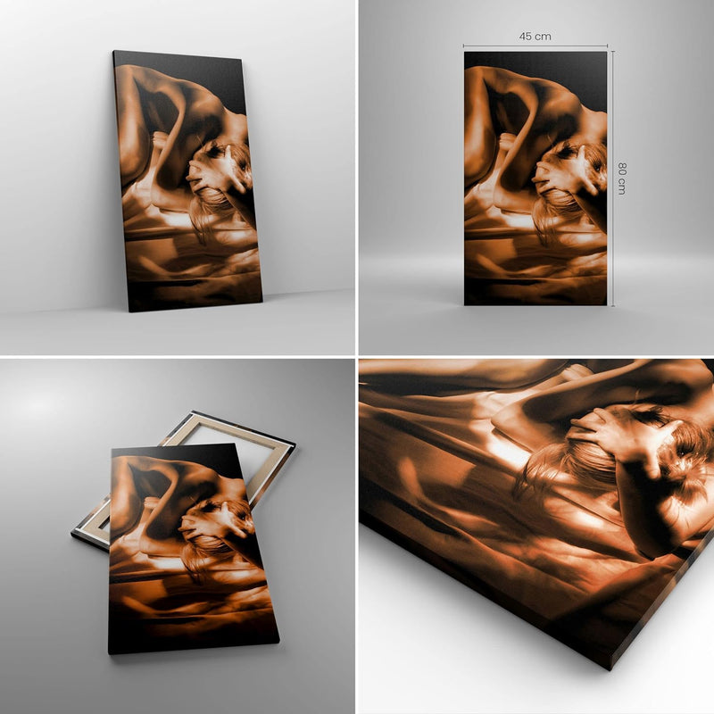 Bilder auf Leinwand Nackte Frau Akt Modell Photofitness Leinwandbild mit Rahmen 45x80cm Wandbilder D