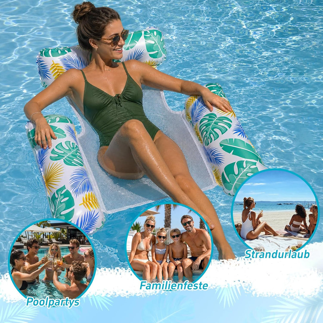 Luftmatratze Pool, 2 Stück Wasserhängematte, XL Luftmatratze Wasser, 4 IN 1 Wasserspielzeug Pool Luf