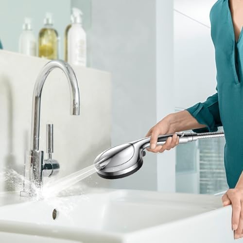 VOXON Duschkopf Wassersparend, Duschbrause mit 10 Strahlarten, Handbrause rund (130 mm), Grossem Reg