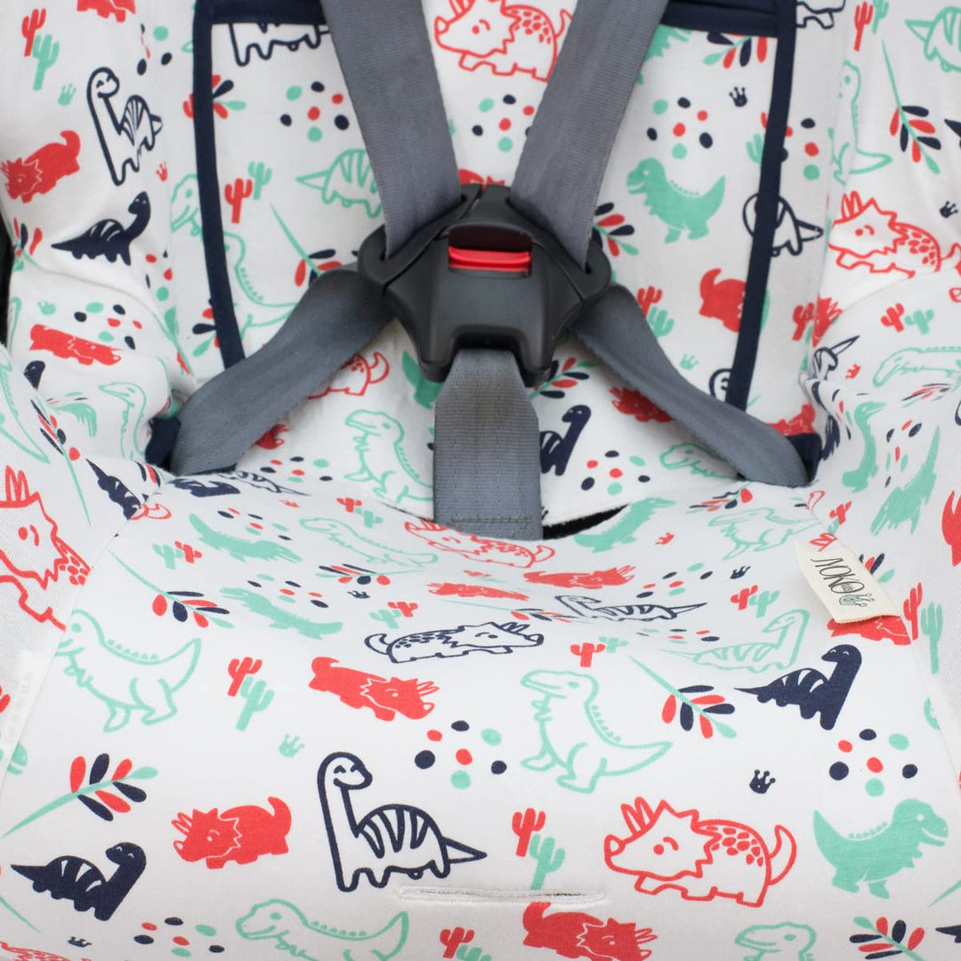 JYOKO Kids Bezug kompatibel mit Klippan Kiss 2, Klippan Kiss 2 Plus, aus Baumwolle (Dino Party) Dino