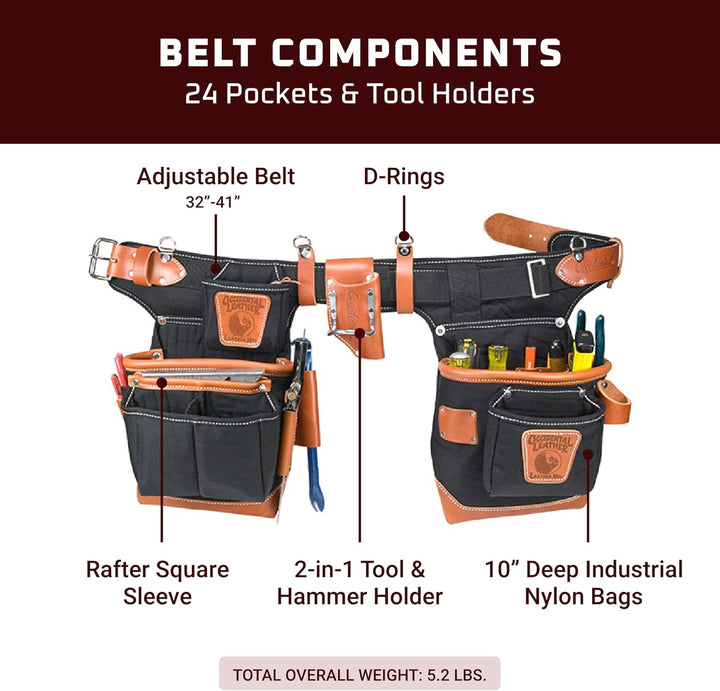 Occidental Leder, 9850 zu Verstellen, Für Fett Lip Werkzeuggürtel, Schwarz Right Hand, Right Hand