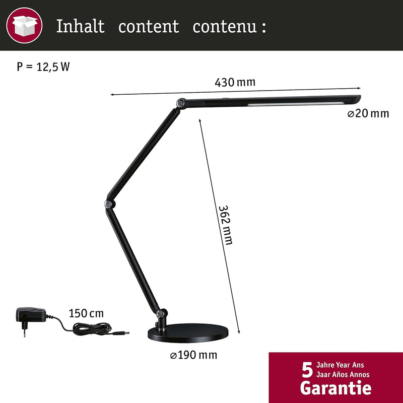 Paulmann 78912 LED Schreibtischleuchte FlexBar White Switch Tunable White incl. 1x10,6 Watt dimmbar