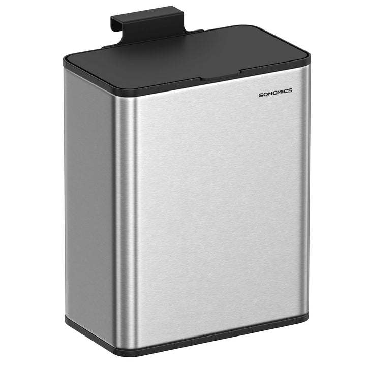 SONGMICS Mülleimer hängend, 8 L Komposteimer Küche, Stahl-Abfalleimer mit Deckel für Biomüll, mit Ha