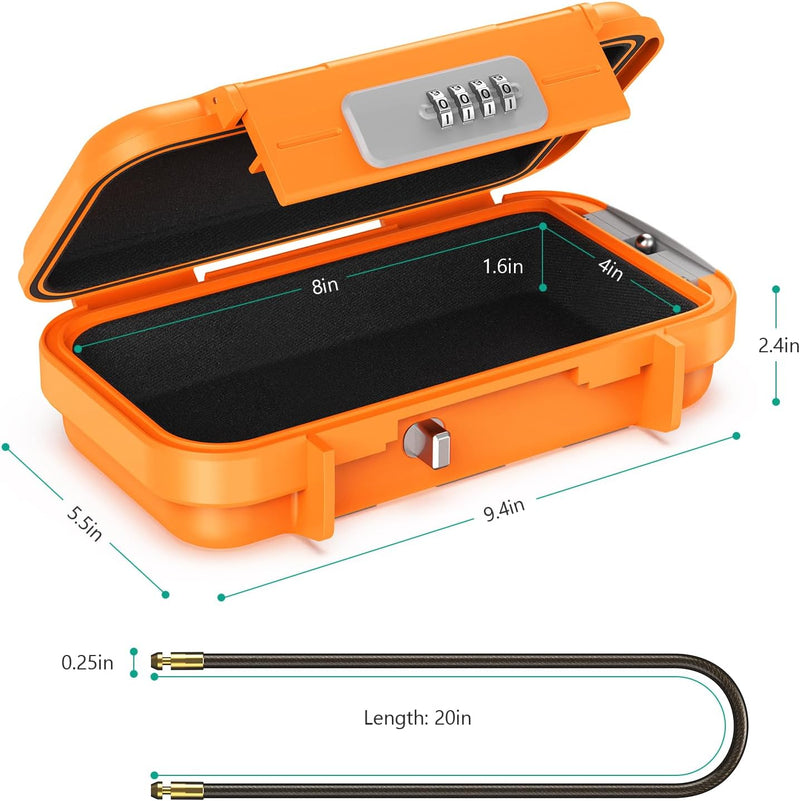 ORIA Tragbarer Tresor, Sicherheitsbox Outdoor, Sicherheitssafe mit Kombination Zahlencode, Wasserdic