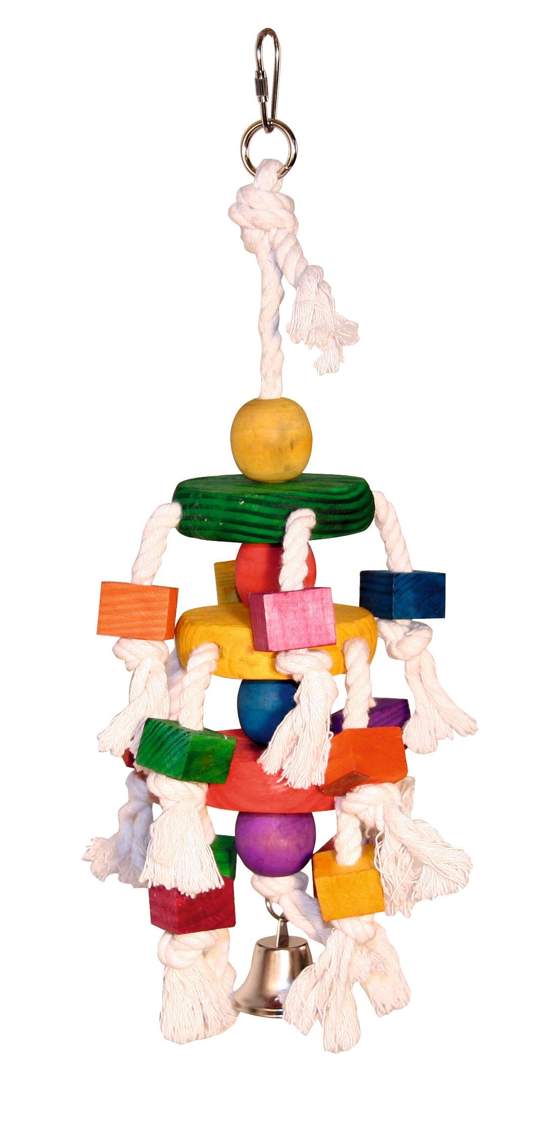 Kerbl Pet Papageienspielzeug, Vogelspielzeug, Vogelbeschäftigung, 35 cm, aus Holz, Baumwollseil, mit